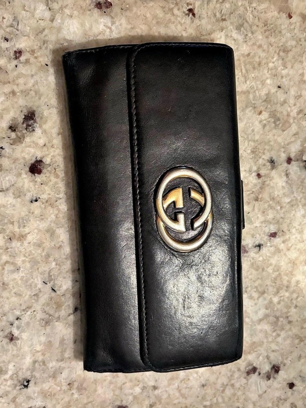 Gucci Interlocking G Continental Long Wallet Black Leather